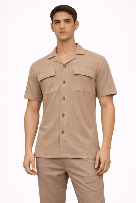 Camisa Summer Manga Corta Camel