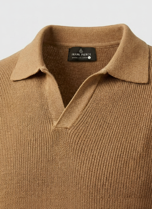 Polo tejido NEW MONEY camel en algodon