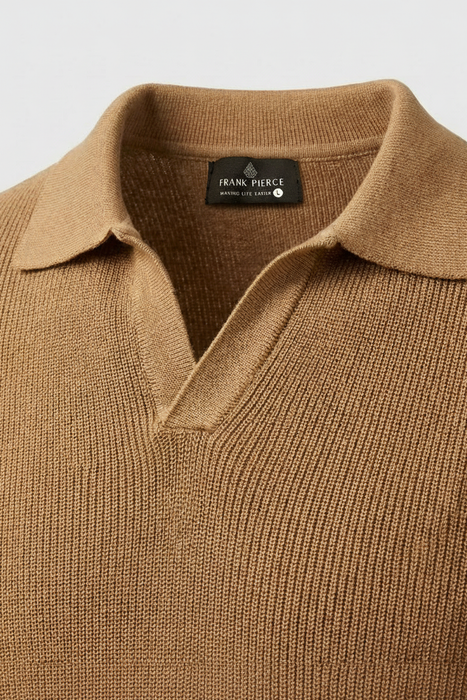 Polo tejido NEW MONEY camel en algodon
