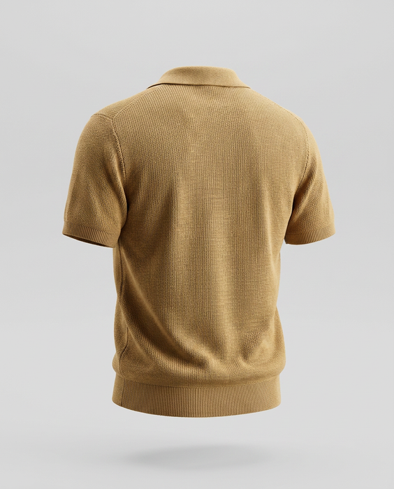 Polo tejido NEW MONEY camel en algodon