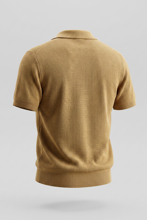 Polo tejido NEW MONEY camel en algodon