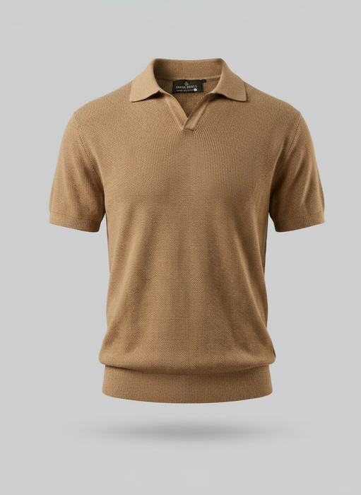 Polo tejido NEW MONEY camel en algodon