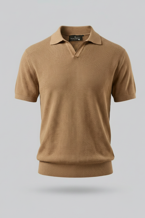 Polo tejido NEW MONEY camel en algodon