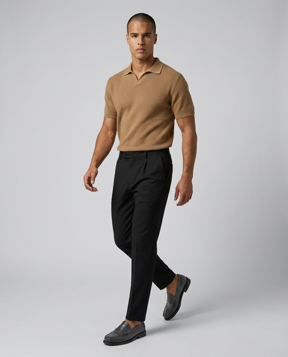 Polo tejido NEW MONEY camel en algodon