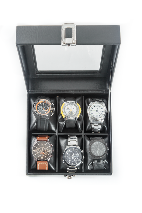 Porta Relojes 6 puestos Negro